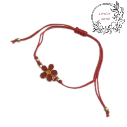 Bracelet fleur rouge