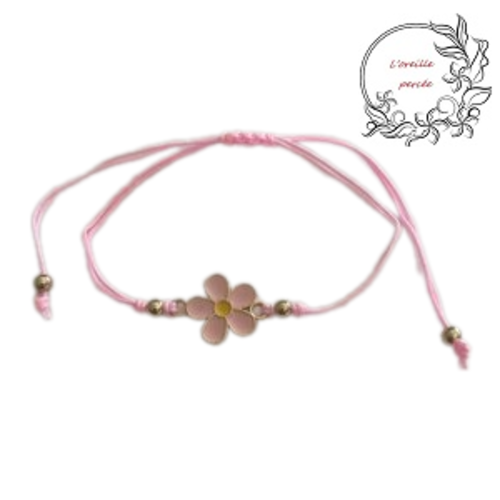 Bracelet fleur rose clair