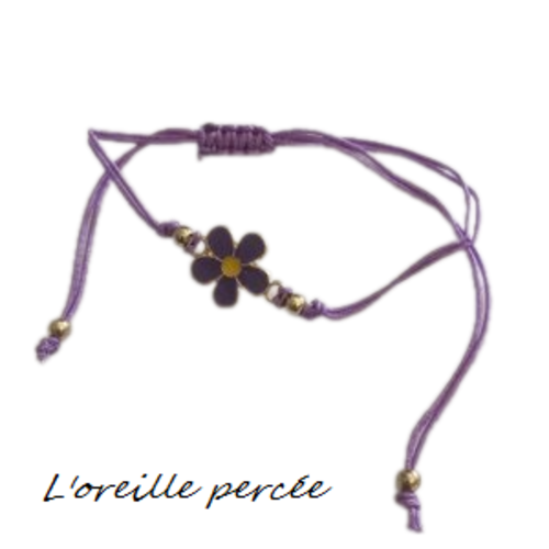 Bracelet fleur mauve