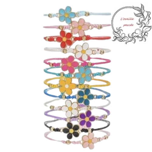 Bracelet cordon connecteur fleur