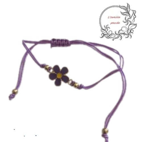Bracelet fleur mauve