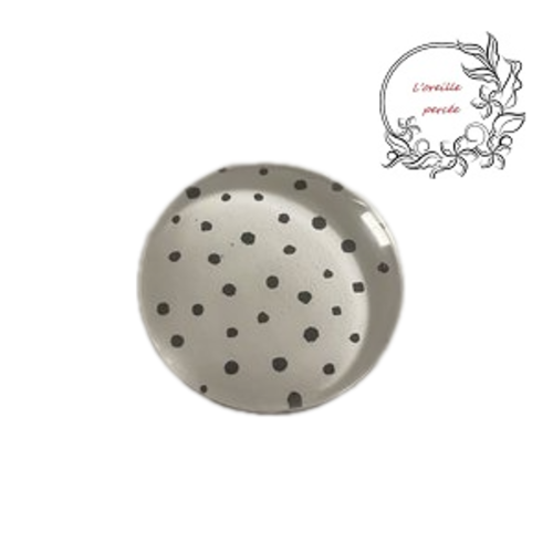 Magnet blanc pois noir