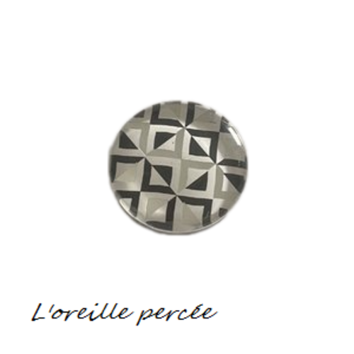 Magnet à motif noir/blanc et argent