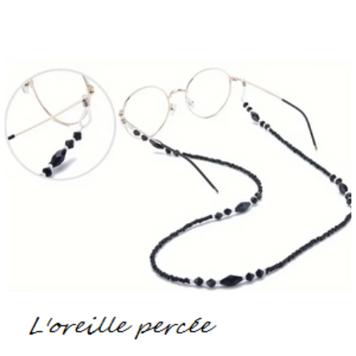 Attache lunette et ses perles noires et blanches