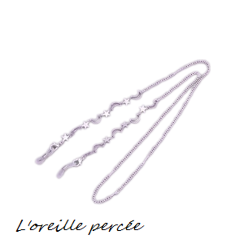 Attache lunette argenté lune et étoile