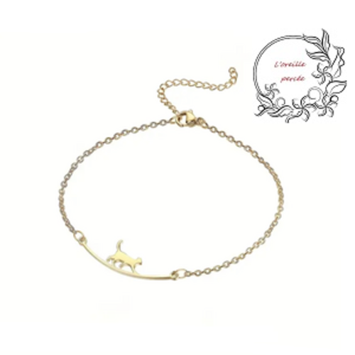 Chaîne de cheville dorée petit chat