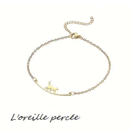 Chaîne de cheville dorée petit chat