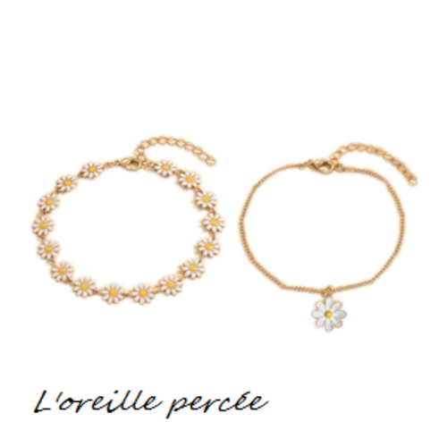 Duo chaîne de cheville dorée marguerite