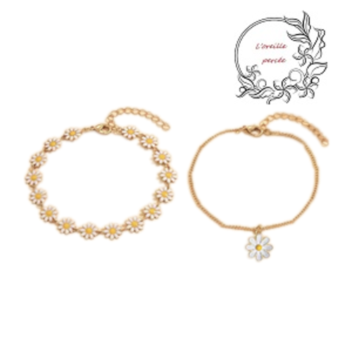 Duo chaîne de cheville dorée marguerite