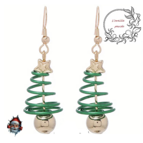 Boucle d'oreille sapin de noël vert 3d