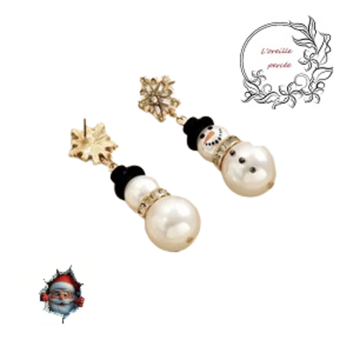 Boucle d'oreille bonhomme de neige