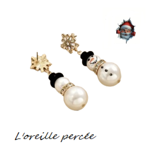 Boucle d'oreille bonhomme de neige