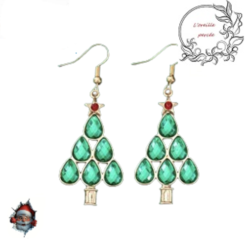Boucle d'oreille sapin de noël