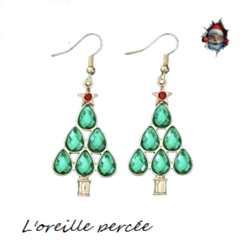 Boucle d'oreille sapin de noël