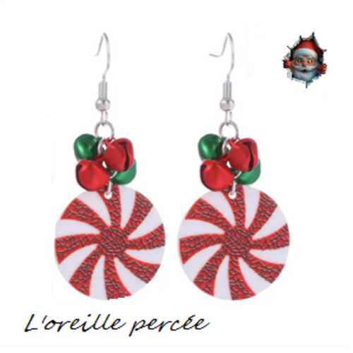 Boucle d'oreille pendante spirale et ses grelots