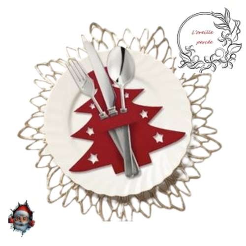Porte couverts sapin de noël en feutre