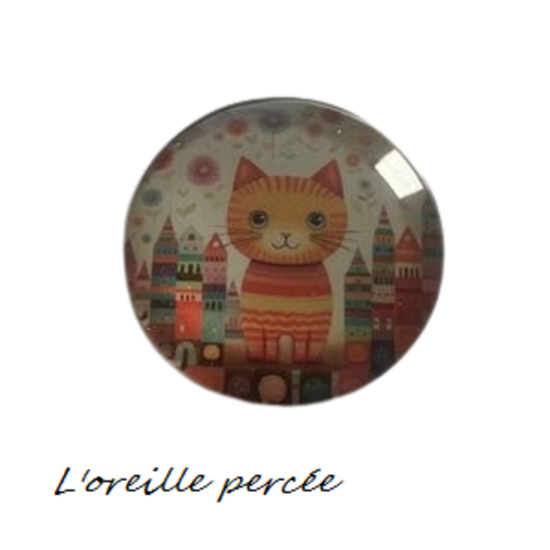 Magnet motif chat orange rayé