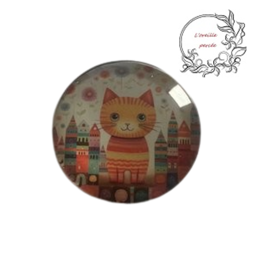 Magnet motif chat orange rayé