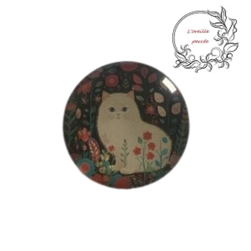 Magnet motif chat blanc