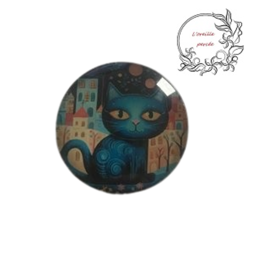 Magnet motif chat bleu
