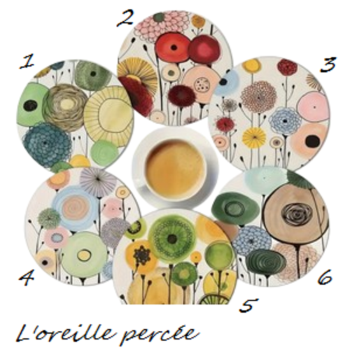 Dessous de verre "fleurs" en bois