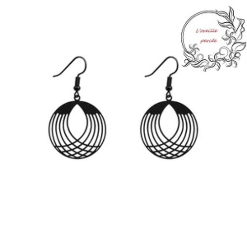 Boucle d'oreille estampe cercle évidé noir