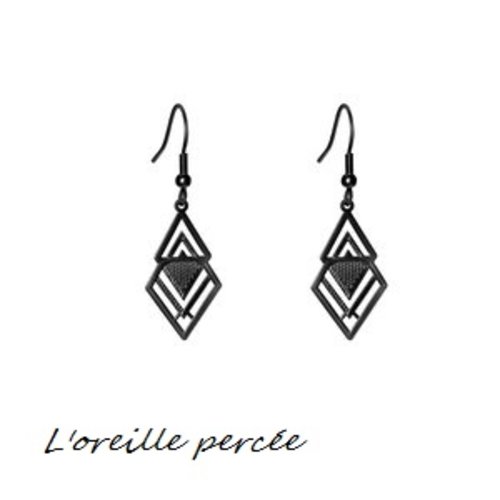 Boucle d'oreille estampe géométrique noire