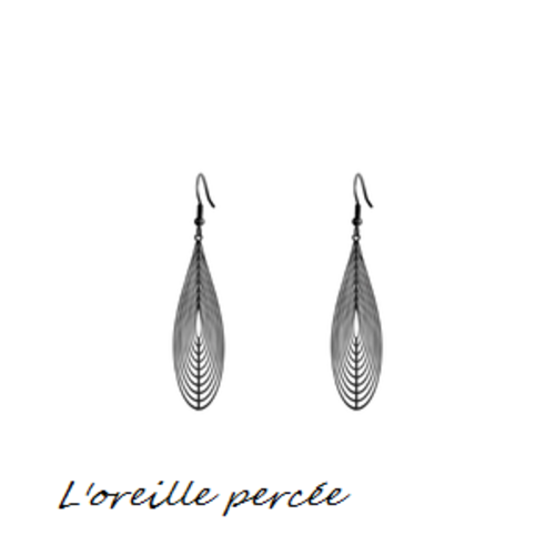 Boucle d'oreille estampe grande tige noire