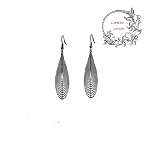 Boucle d'oreille estampe grande tige noire