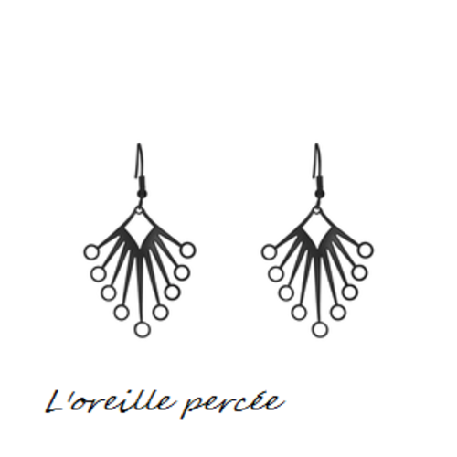 Boucle d'oreille estampe pendante noire