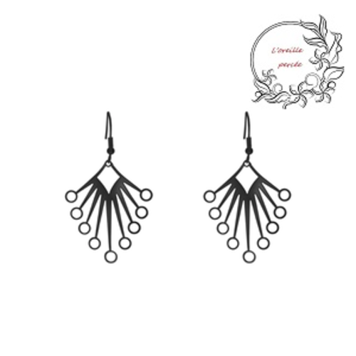 Boucle d'oreille estampe pendante noire