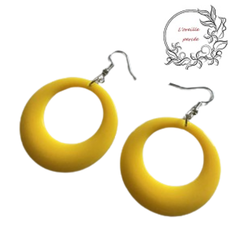 Boucle d'oreille ronde rétro jaune