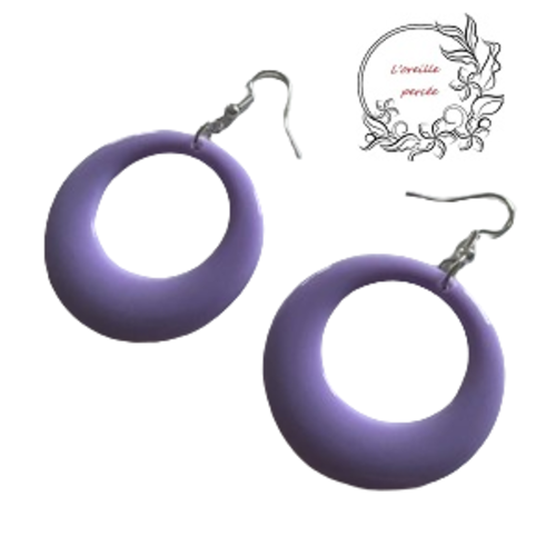 Boucle d'oreille ronde rétro parme