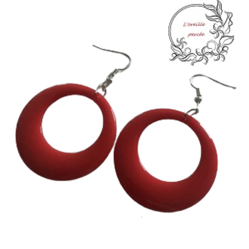 Boucle d'oreille ronde rétro rouge