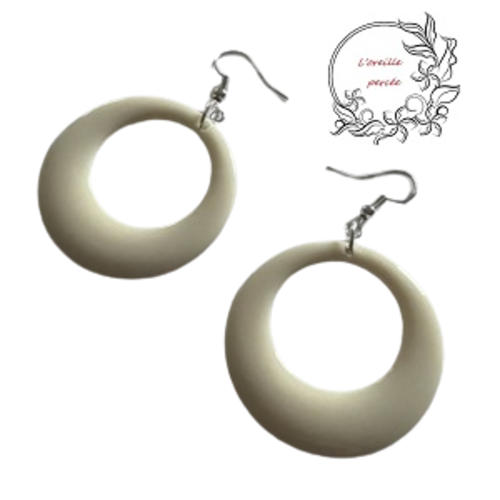 Boucle d'oreille ronde rétro blanche