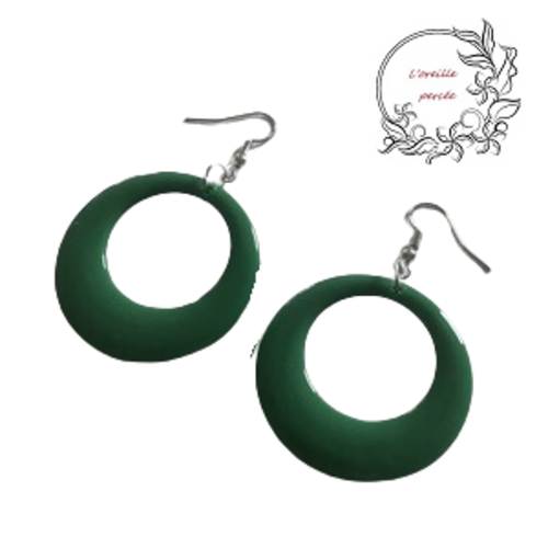 Boucle d'oreille ronde rétro verte