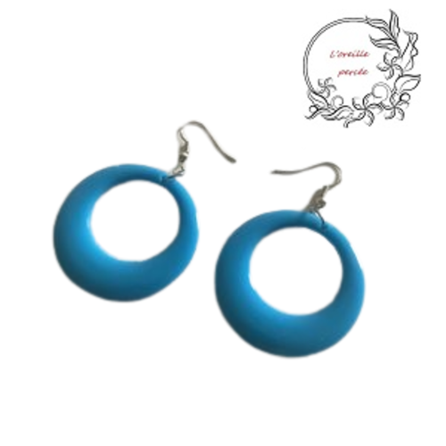 Boucle d'oreille ronde rétro bleue