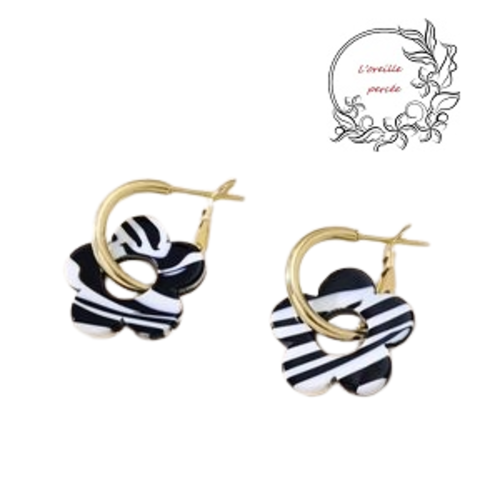 Créole fleur blanche et noire