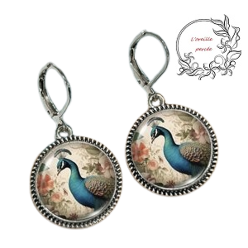 Boucle d'oreille paon