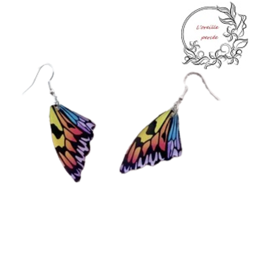 Boucle d'oreille aile acrylique