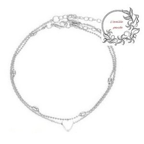 Chaîne de cheville petit coeur argenté