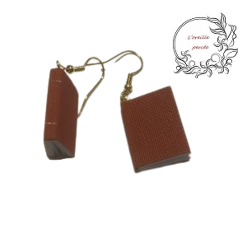 Boucle d'oreille livre ouvert rouge
