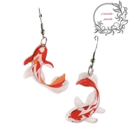 Boucle d'oreille poisson koï japonais