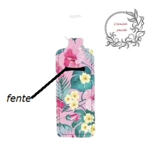 Etui à baume à lèvres porte clés motif feuille tropicale et fleur