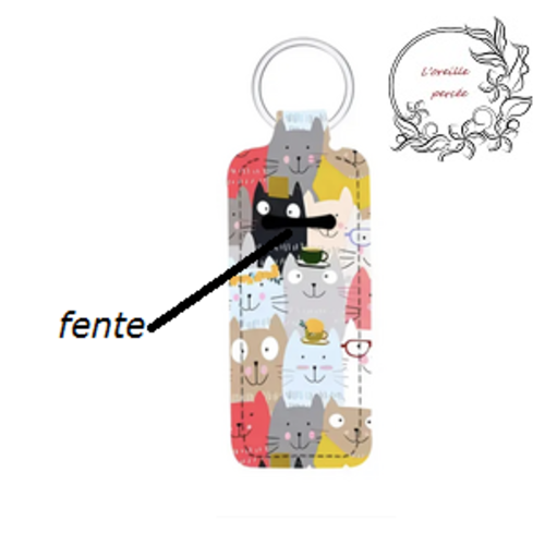 Etui à baume à lèvres porte clés motif nuée de chats