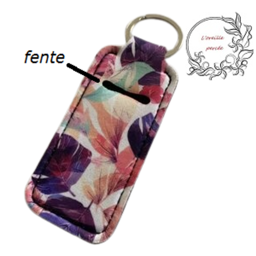 Etui à baume à lèvres porte clés motif feuille