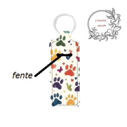 Etui à baume à lèvres porte clés motif empreinte d'animal