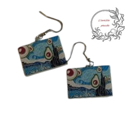 Boucle d'oreille tableau van gogh