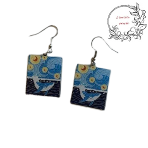 Boucle d'oreille tableau van gogh