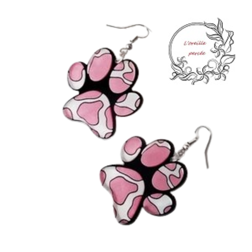 Boucle d'oreille empreinte patte chien/chat